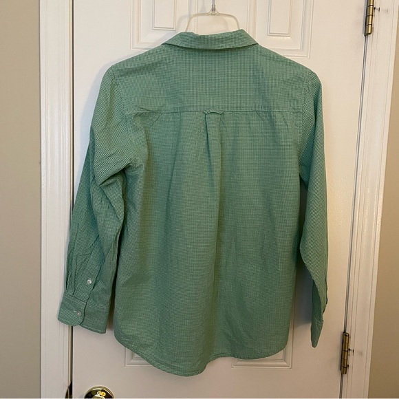 Boy’s Green and White Gingham Long Sleeve Shirt - Picture 2 of 3
